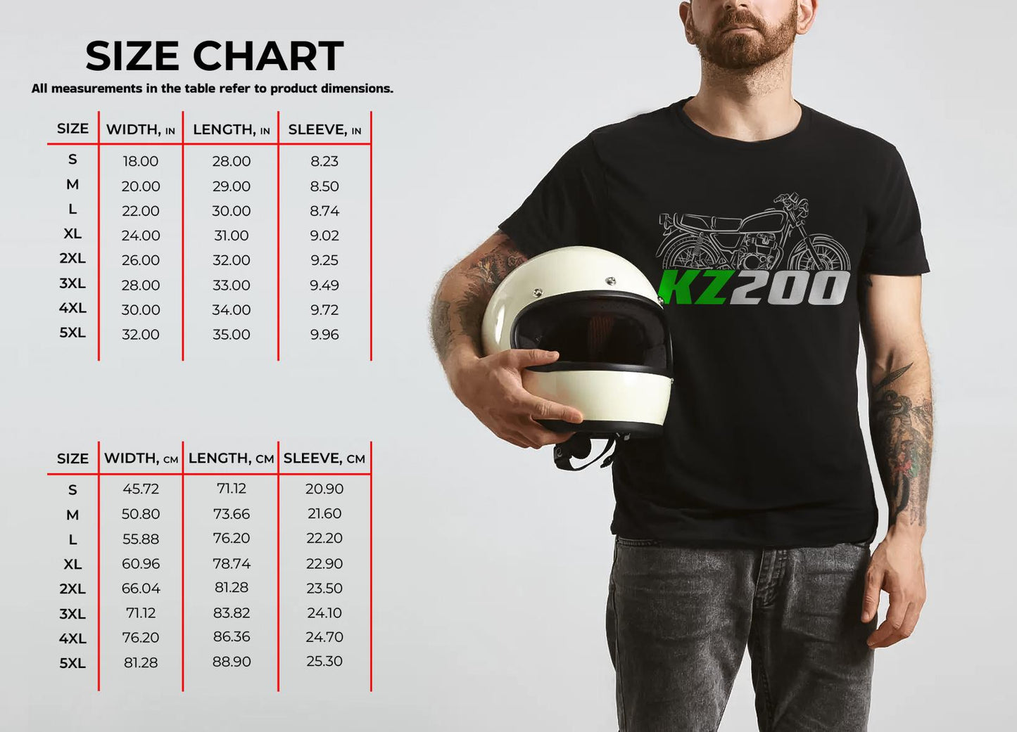 Kawasaki Z200 & KZ200 Inspired T-Shirt - Motorcycle Tee Shirt for Riders