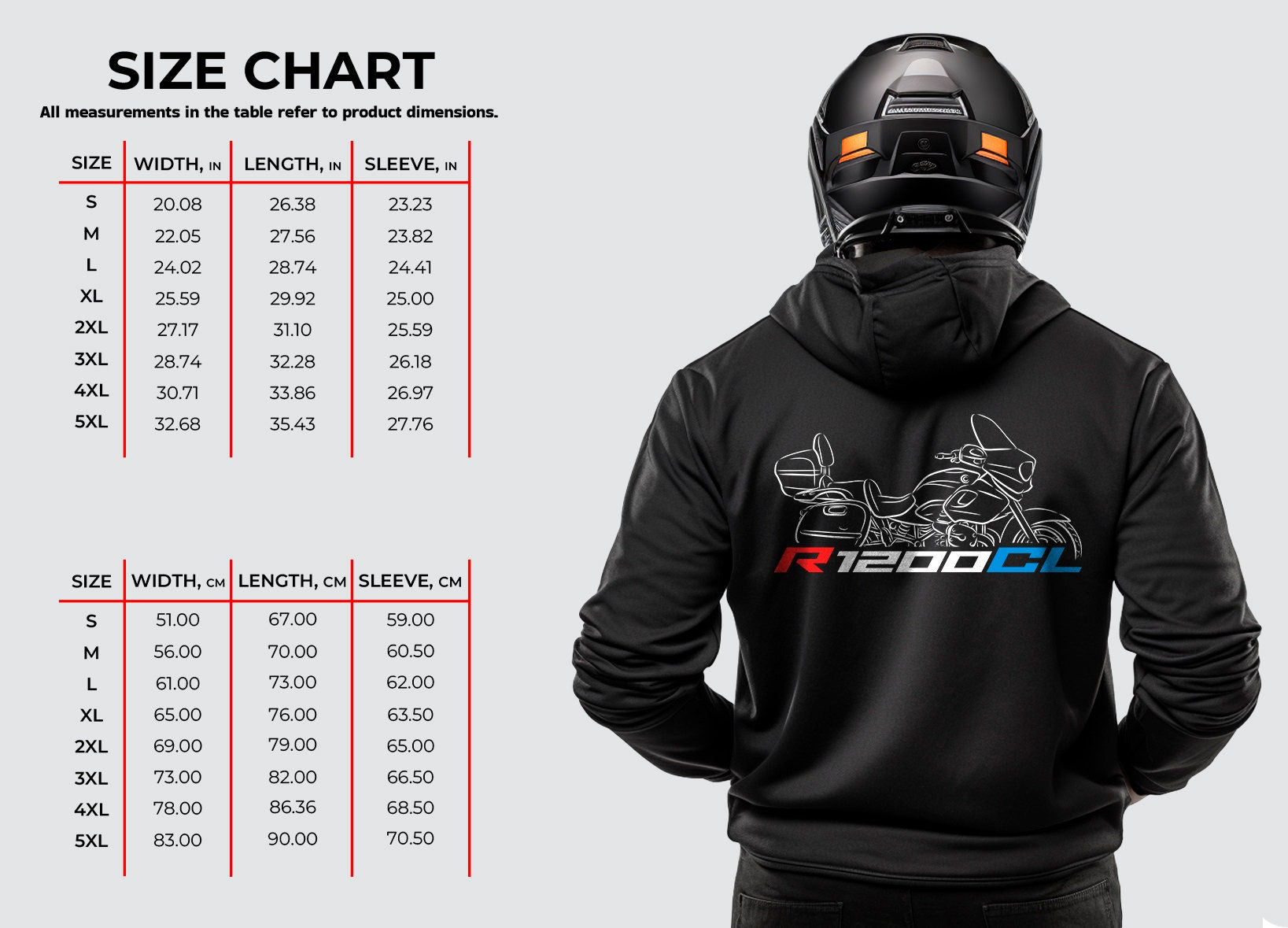BMW R1200CL Hoodie - Motorcycle Sweatshirt for Motorrad Riders