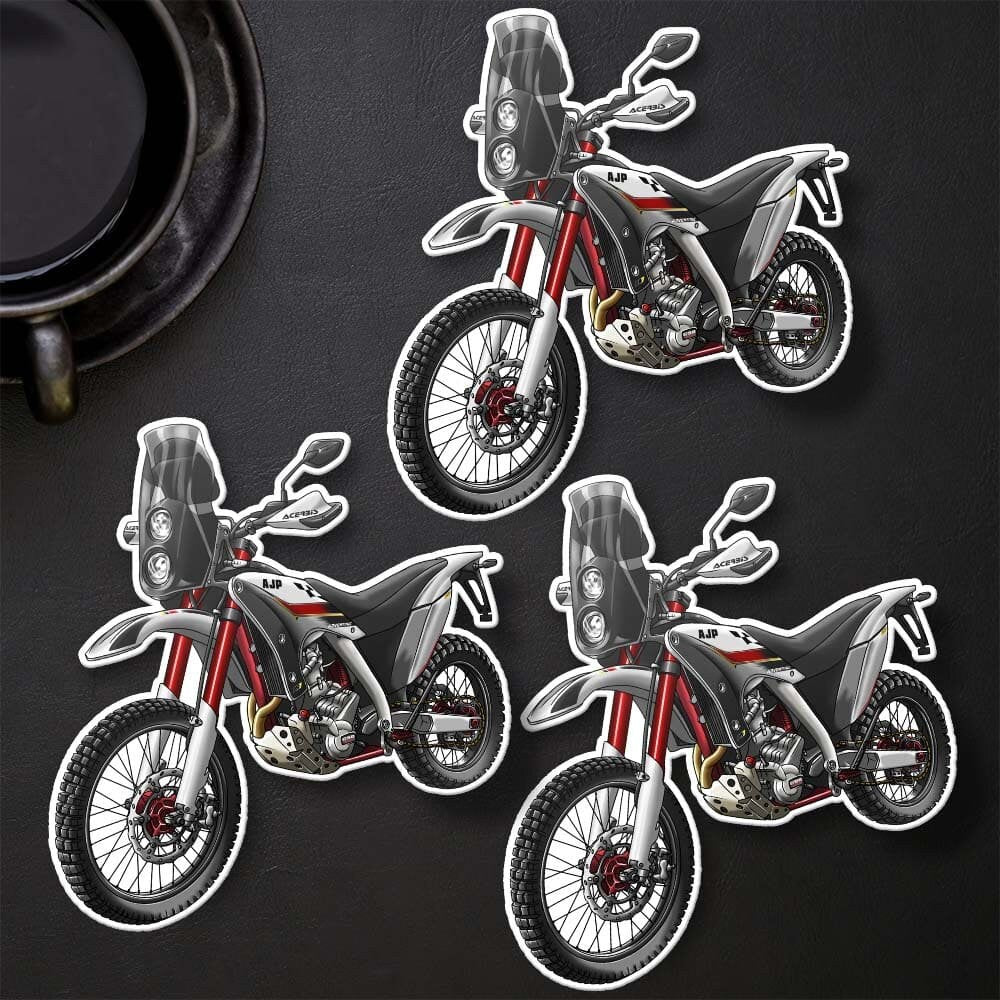 AJP PR7 Stickers - Set of 3 Motorcycle Decals for Riders