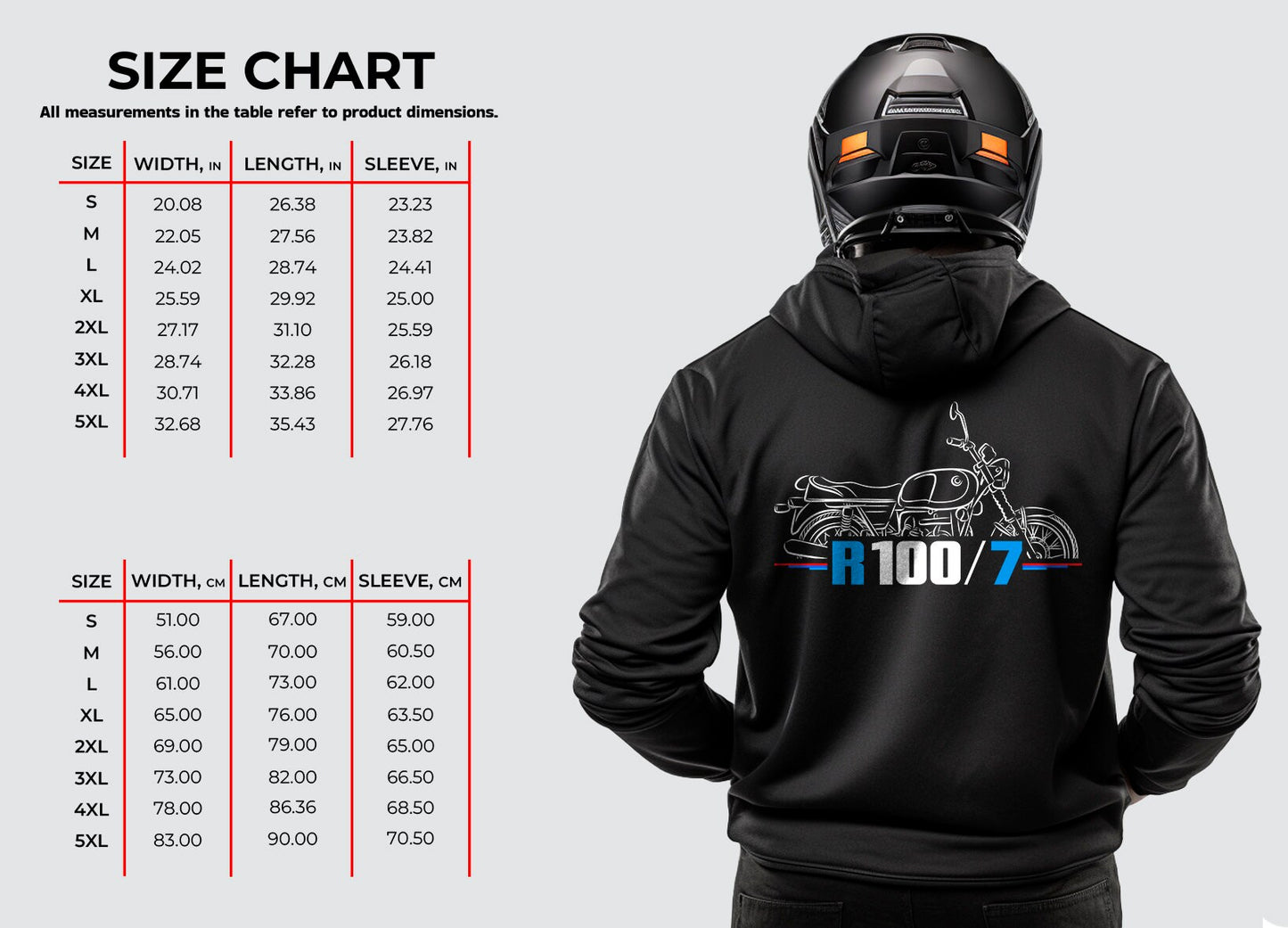 BMW R100 /7 Hoodie - Motorcycle Sweatshirt for Motorrad Riders