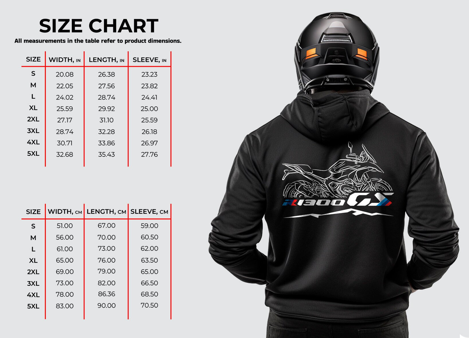 BMW R1300GS Hoodie - Motorcycle Sweatshirt for Motorrad Riders
