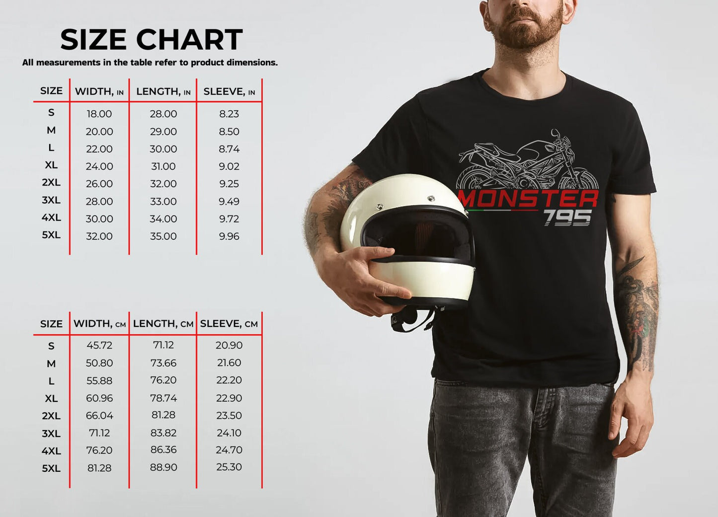 Ducati Monster 795 Inspired T-Shirt - Motorcycle Tee Shirt for Riders