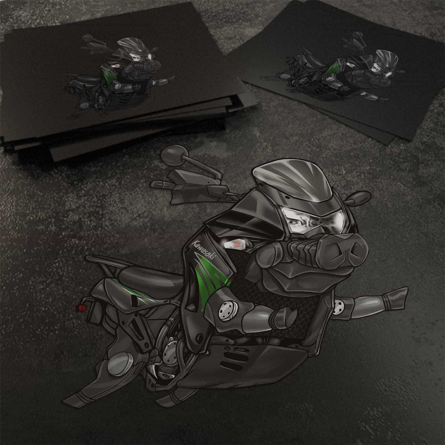Kawasaki KLR650 2008-10 Inspired Stickers - Set of 3 Motorcycle Decals for Riders