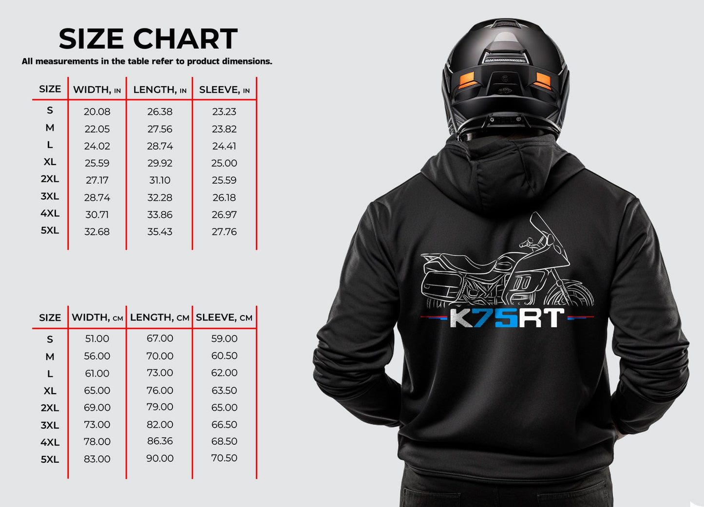 BMW K75 RT Hoodie - Motorcycle Sweatshirt for Motorrad Riders