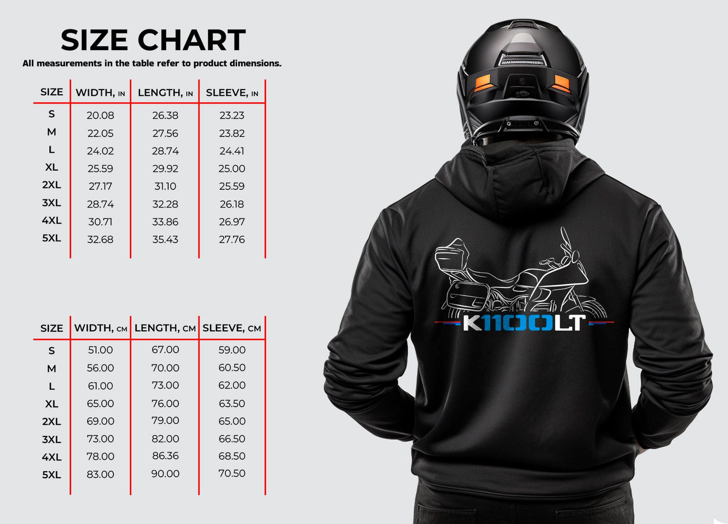 BMW K1100 LT Hoodie - Motorcycle Sweatshirt for Motorrad Riders