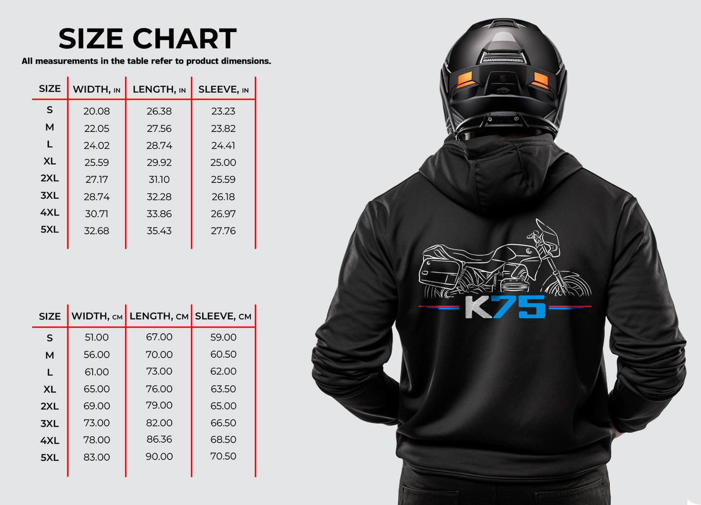 BMW K75 Hoodie - Motorcycle Sweatshirt for Motorrad Riders