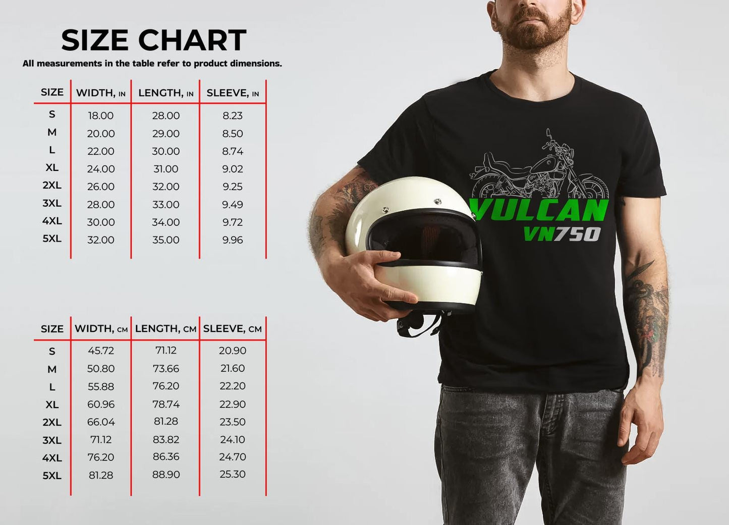 Kawasaki VN750 Vulcan 750 Inspired T-Shirt - Motorcycle Tee Shirt for Riders