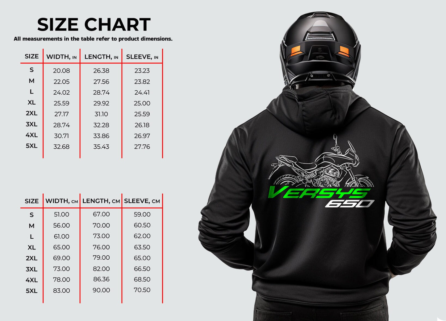 Kawasaki Versys 650 GT | LT | City | Tourer Hoodie - Motorcycle Sweatshirt for ADV Riders
