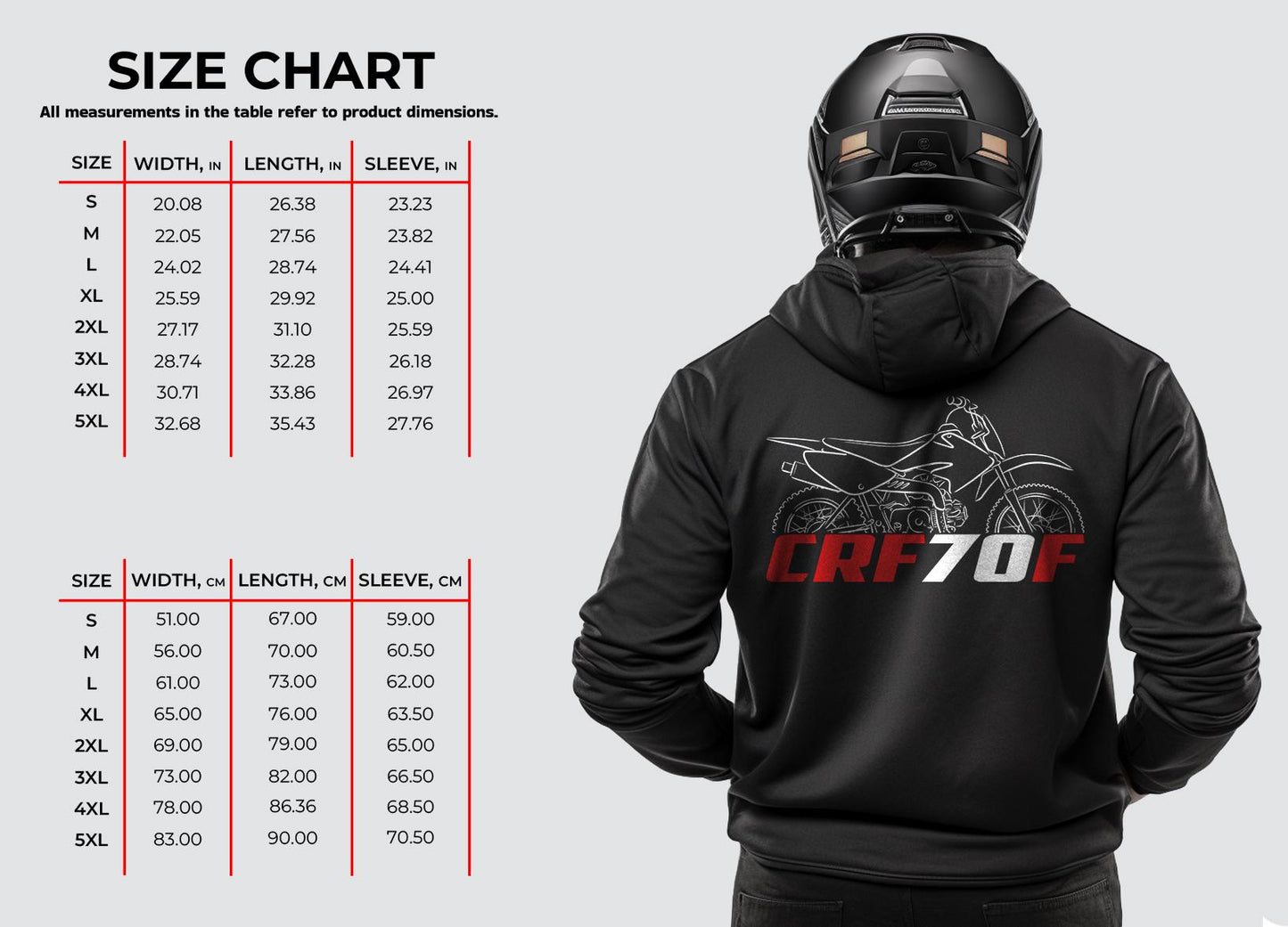 Honda CRF70F Inspired Hoodie - Motorcycle Sweatshirt