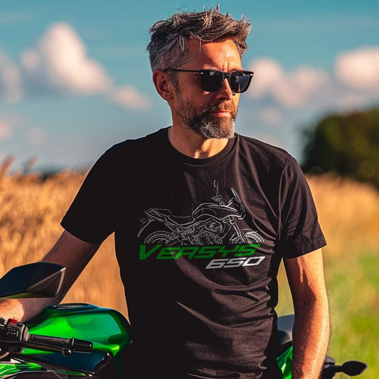 Kawasaki Versys 650 2007-24 T-Shirt - Motorcycle Tee Shirt for ADV Riders