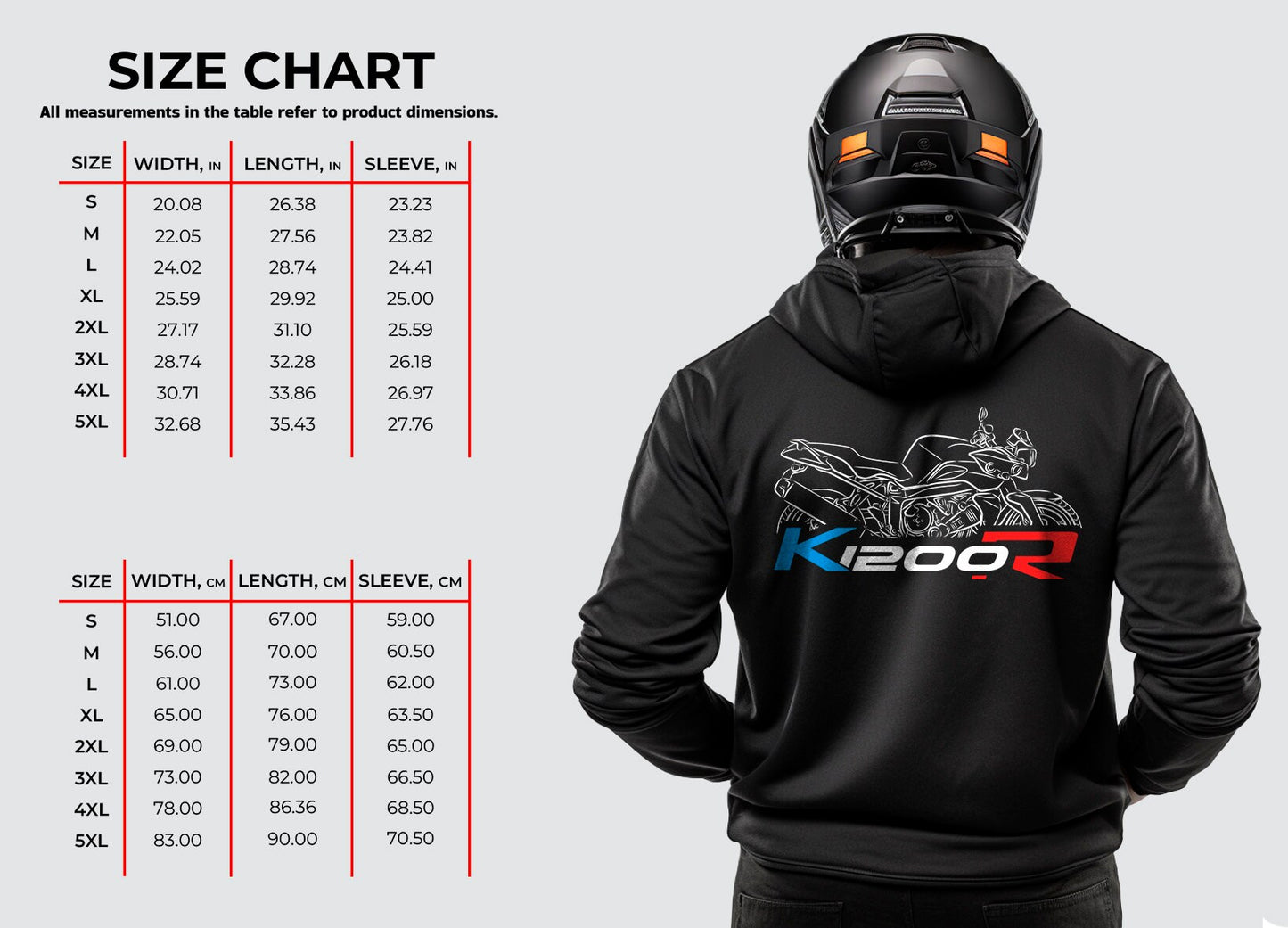 BMW K1200R Hoodie - Motorcycle Sweatshirt for Motorrad Riders