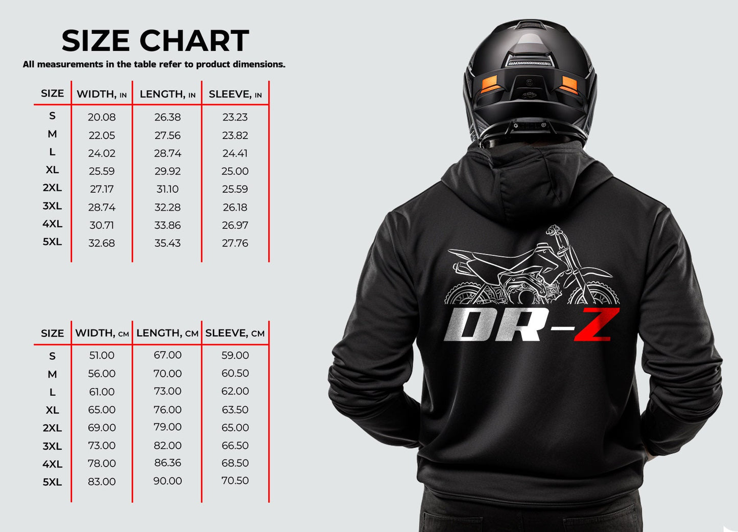 Suzuki DR-Z 70 Hoodie - Motorcycle Sweatshirt for ADV Riders