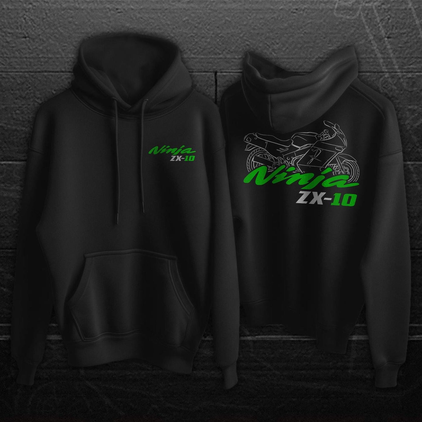 Kawasaki Ninja ZX-10 Tomcat Inspired Hoodie - Motorcycle Sweatshirt for Riders