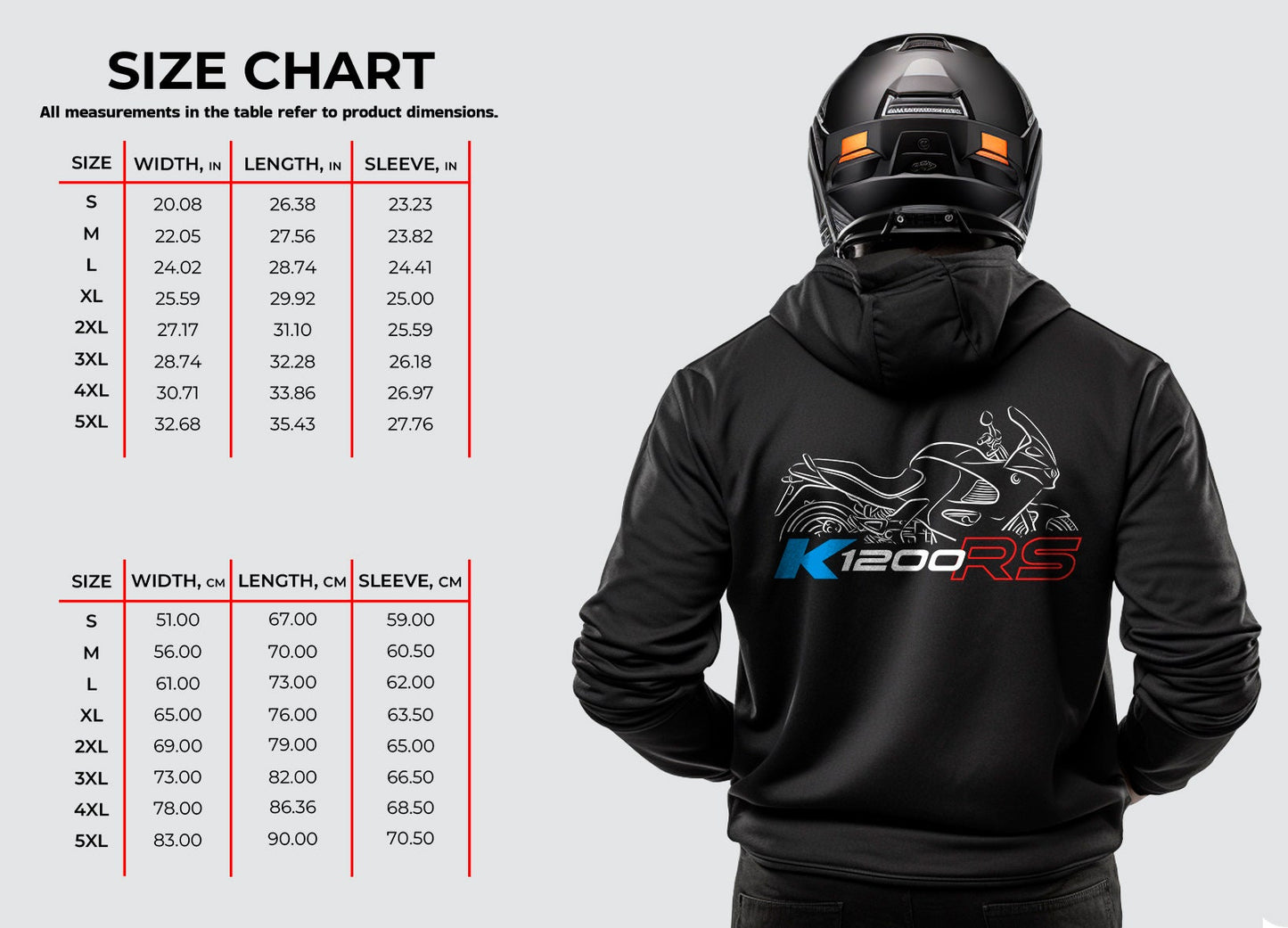 BMW K1200RS Hoodie - Motorcycle Sweatshirt for Motorrad Riders