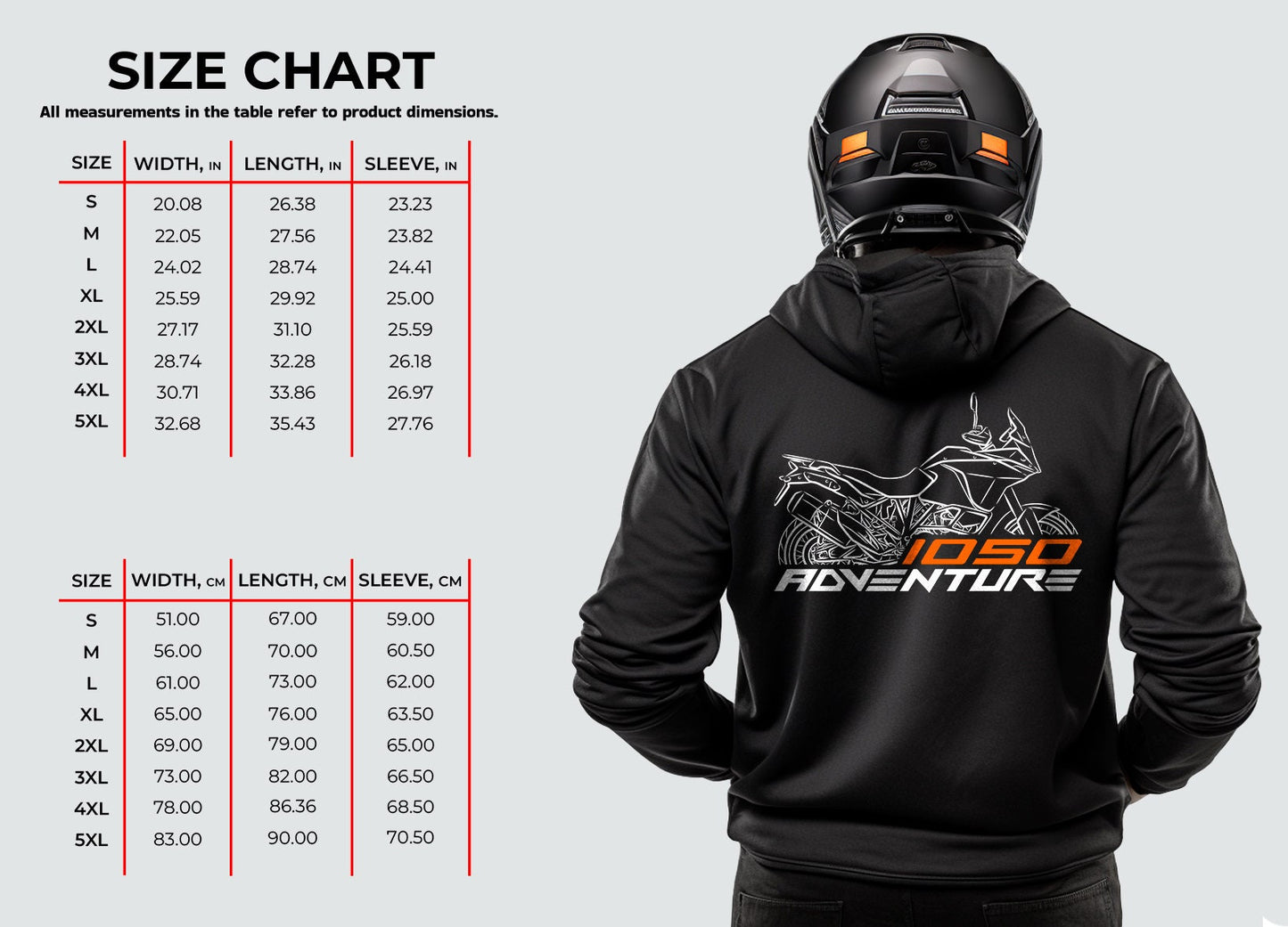 KTM 1050 Adventure Hoodie - Motorcycle Sweatshirt for ADV Riders