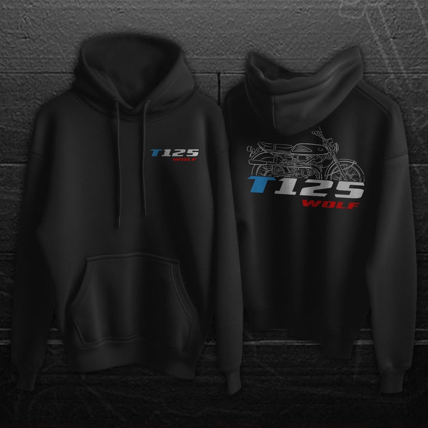 Suzuki T 125 Stinger & Wolf Inspired Hoodie - Motorcycle Sweatshirt for Riders
