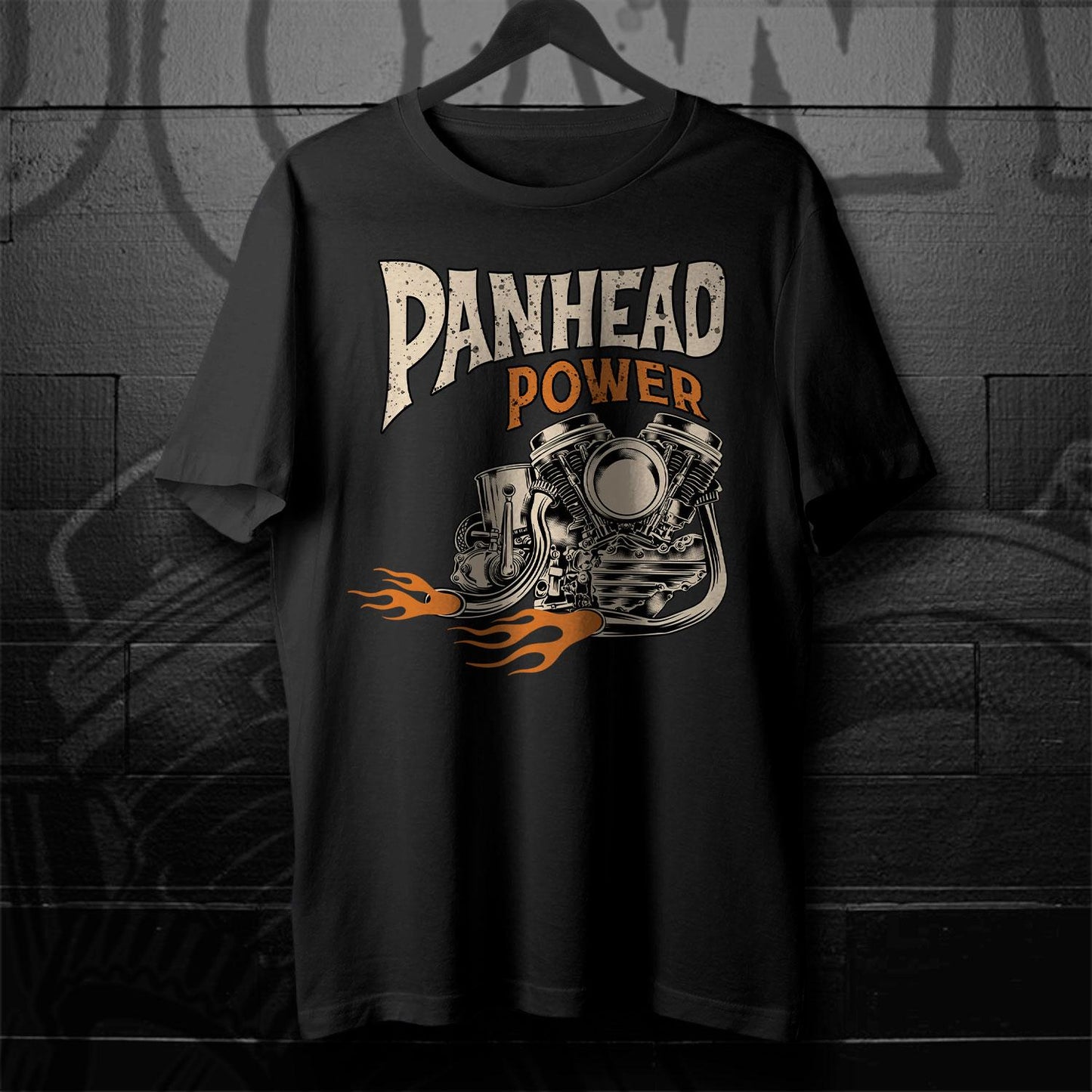 Panhead Power Biker Motorcycle T-Shirt - Biker Tee Shirt for Harley & Chopper Riders