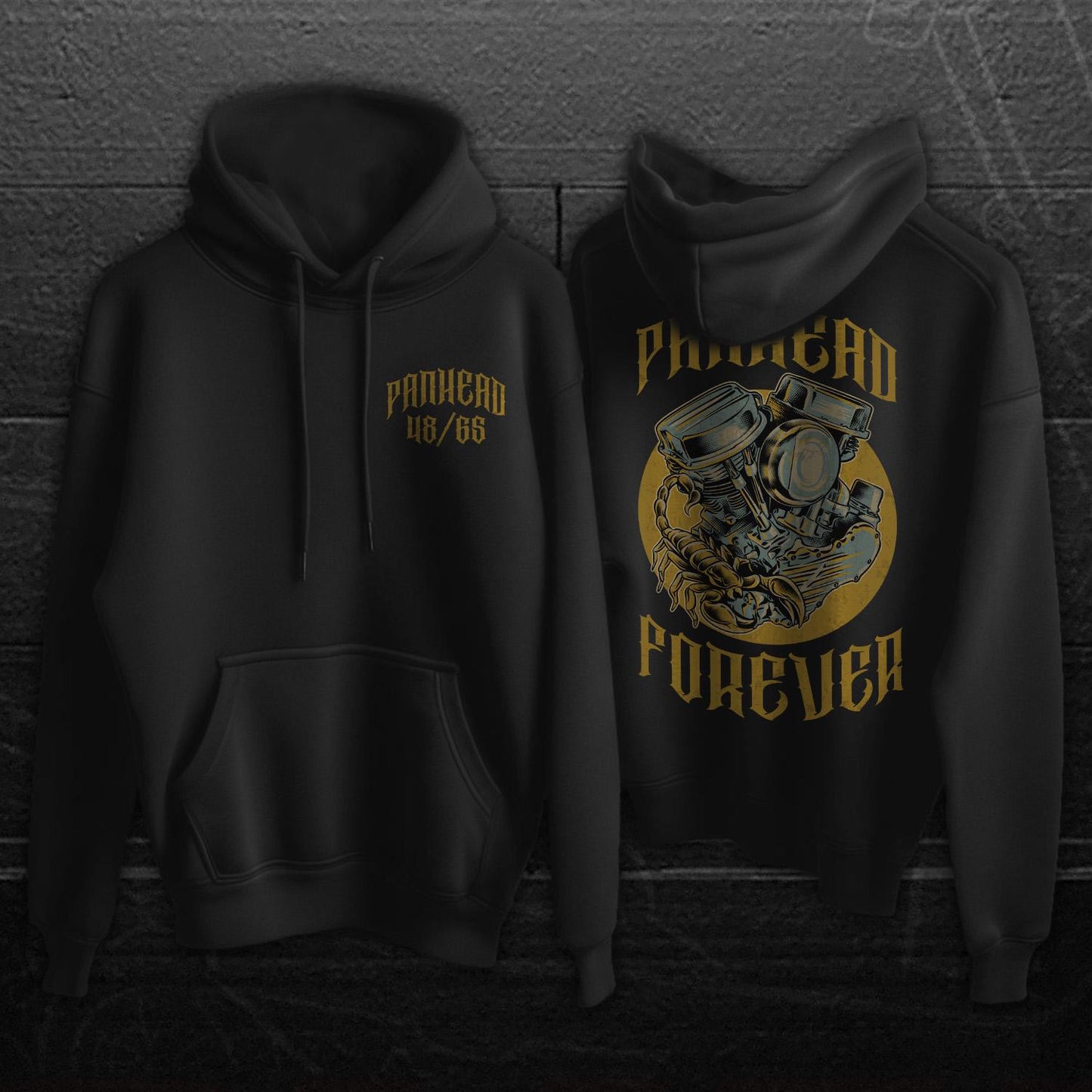 Panhead Forever Scorpion Motorcycle Hoodie - Biker Sweatshirt for Harley & Chopper Riders