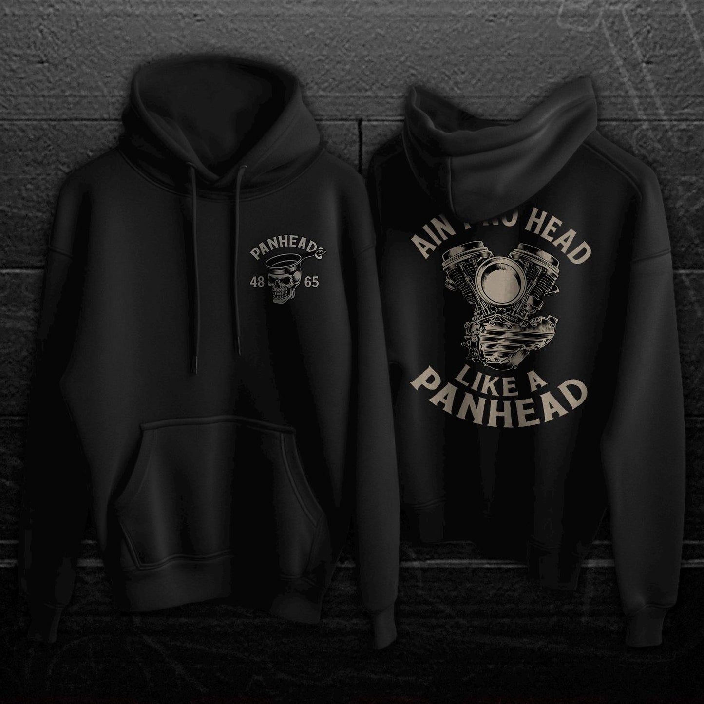 Ain't No Head Like a Panhead Motorcycle Hoodie - Biker Sweatshirt for Harley & Chopper Riders