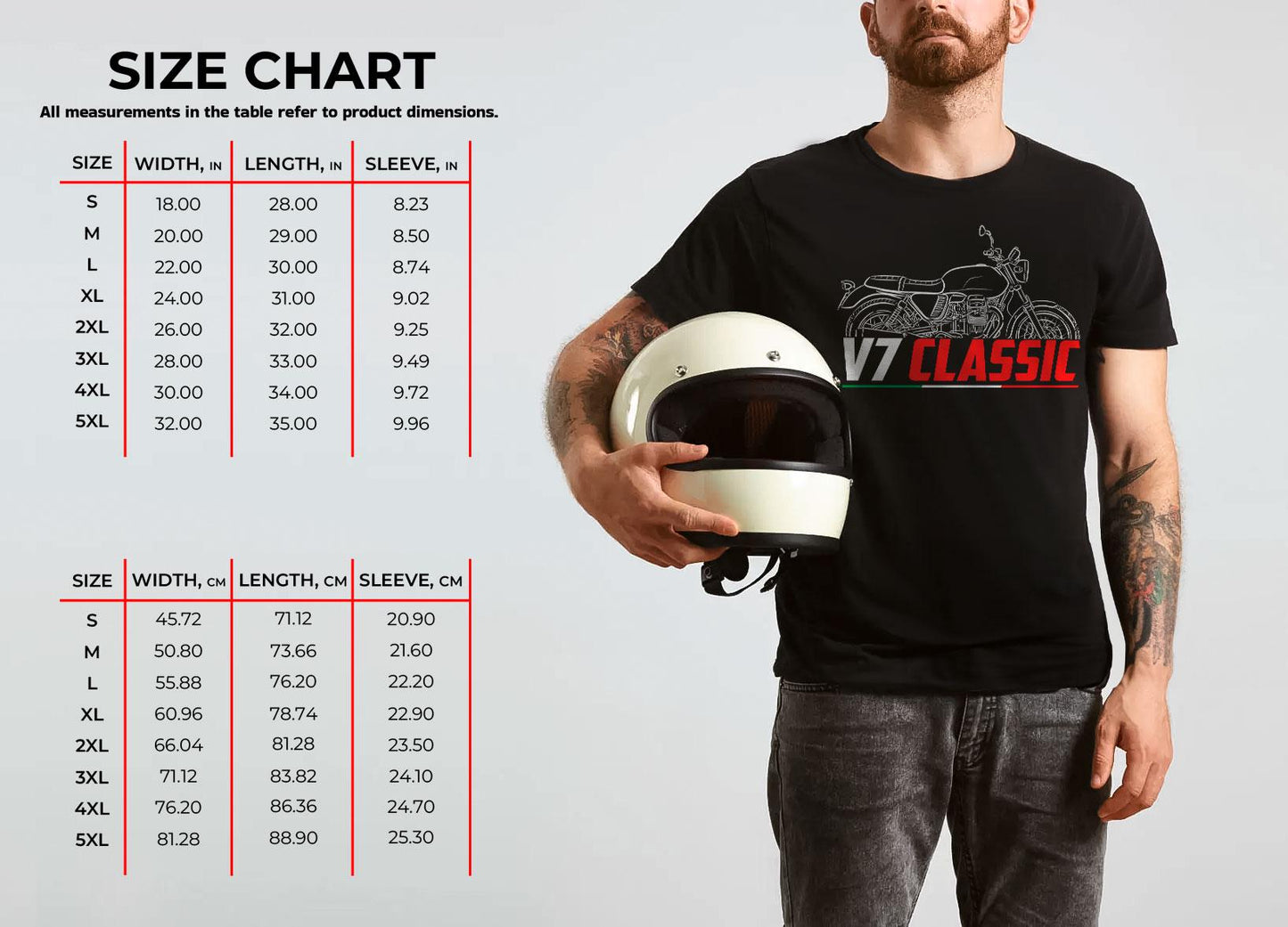 Moto Guzzi V7 Classic 2008 - 2013 Inspired T-Shirt - Motorcycle Tee Shirt for Riders