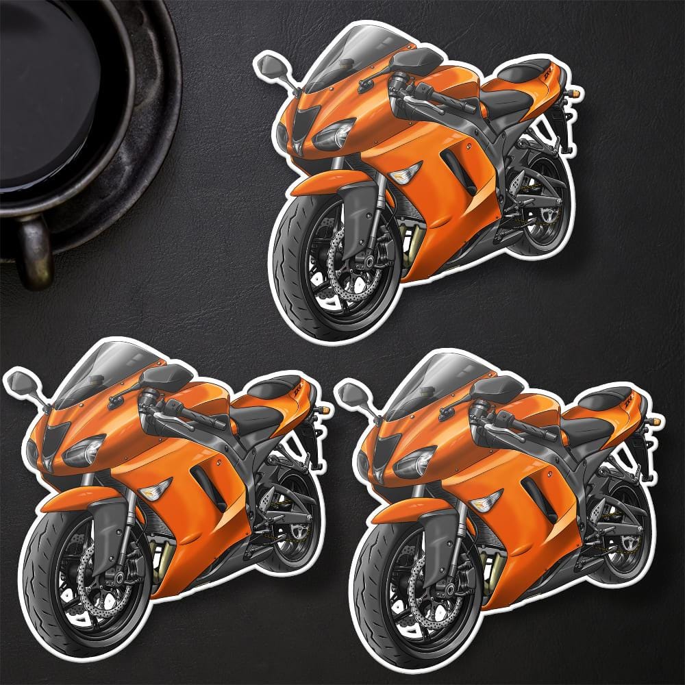 Kawasaki ZX-6R 2007-08 Inspired Stickers - Set of 3 Motorcycle Decals for Riders