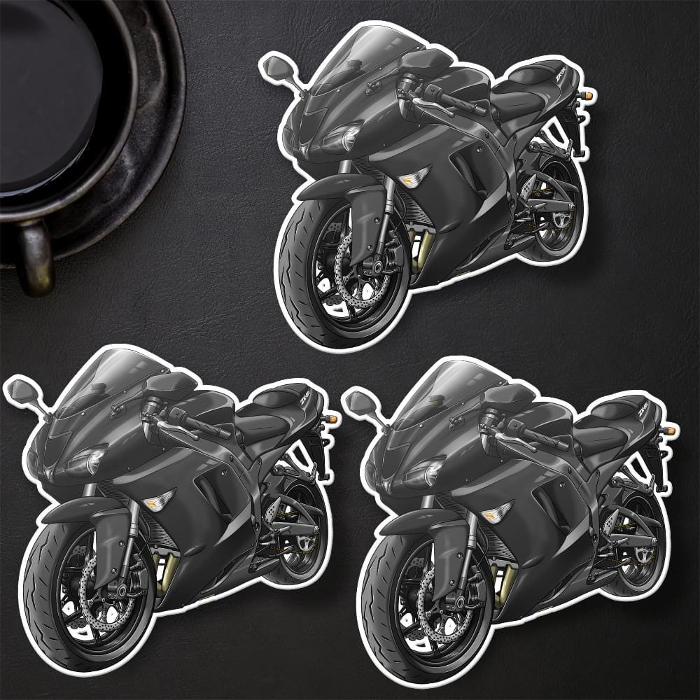 Kawasaki ZX-6R 2007-08 Inspired Stickers - Set of 3 Motorcycle Decals for Riders
