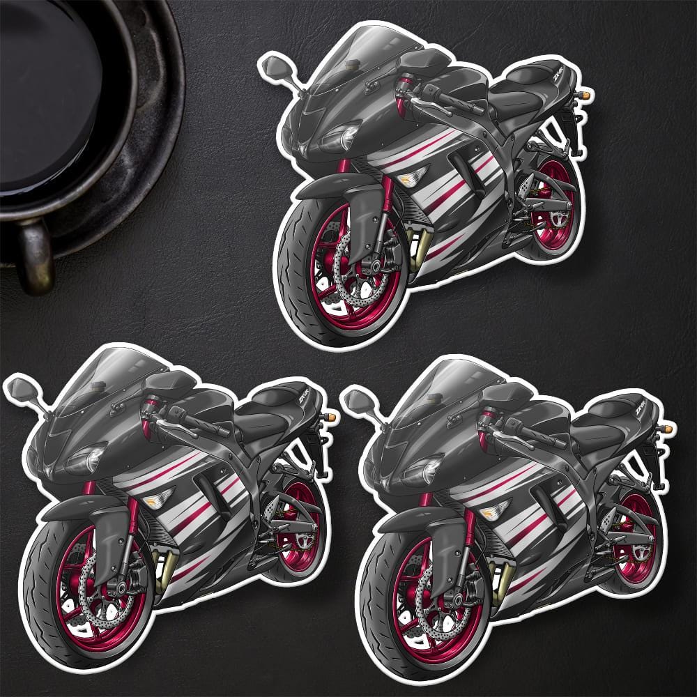 Kawasaki ZX-6R 2007-08 Inspired Stickers - Set of 3 Motorcycle Decals for Riders