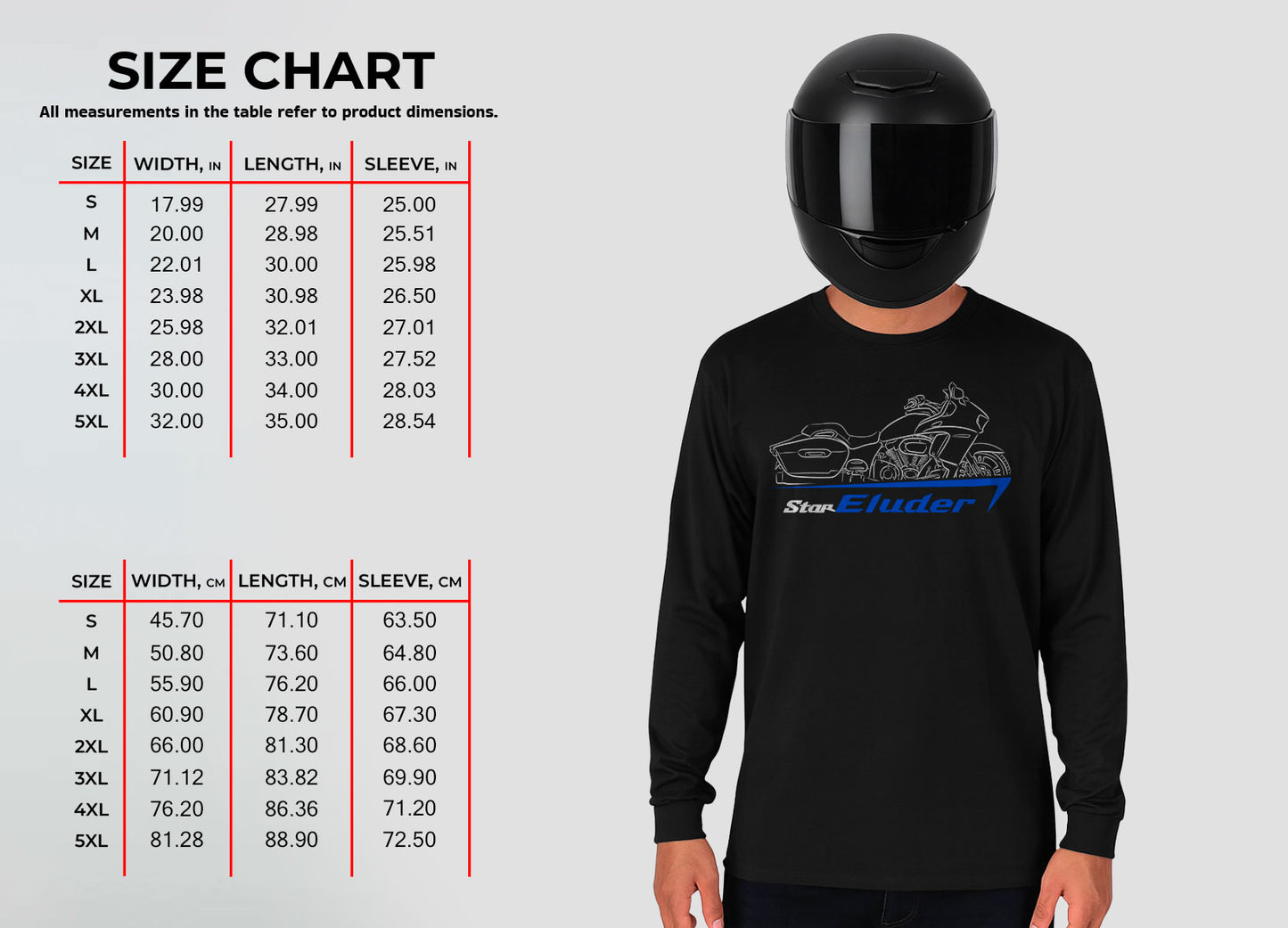 Yamaha Star Eluder XV19BJ 2018 Inspired Long Sleeve T-Shirt - Long-Sleeve Motorcycle Tee Shirt for Riders
