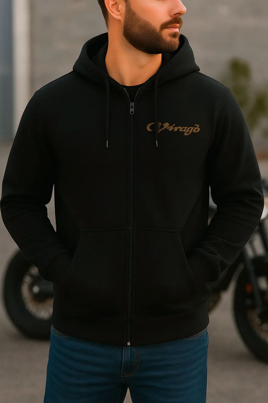 Yamaha XV400 Virago 1987 - 1994 Inspired Zip Hoodie - Zip Up Motorcycle Sweatshirt for Riders