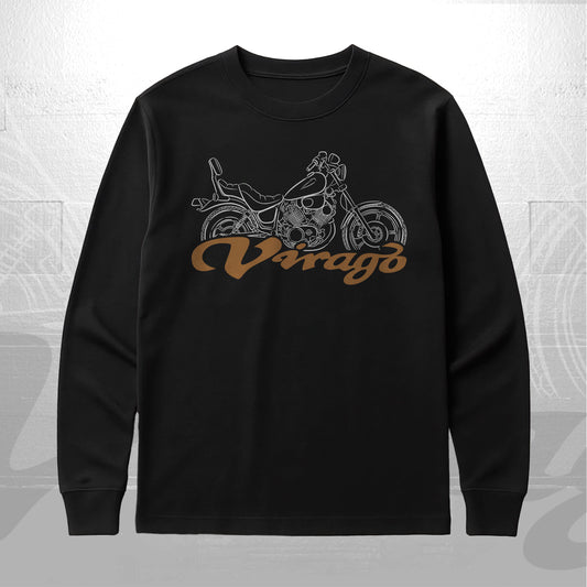 Yamaha XV1000 Virago 1984 - 1985 Inspired Long Sleeve T-Shirt - Long-Sleeve Motorcycle Tee Shirt for Riders