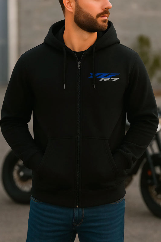 Yamaha YZF-R7 2022 - 2025 Inspired Zip Hoodie - Zip Up Motorcycle Sweatshirt for Riders