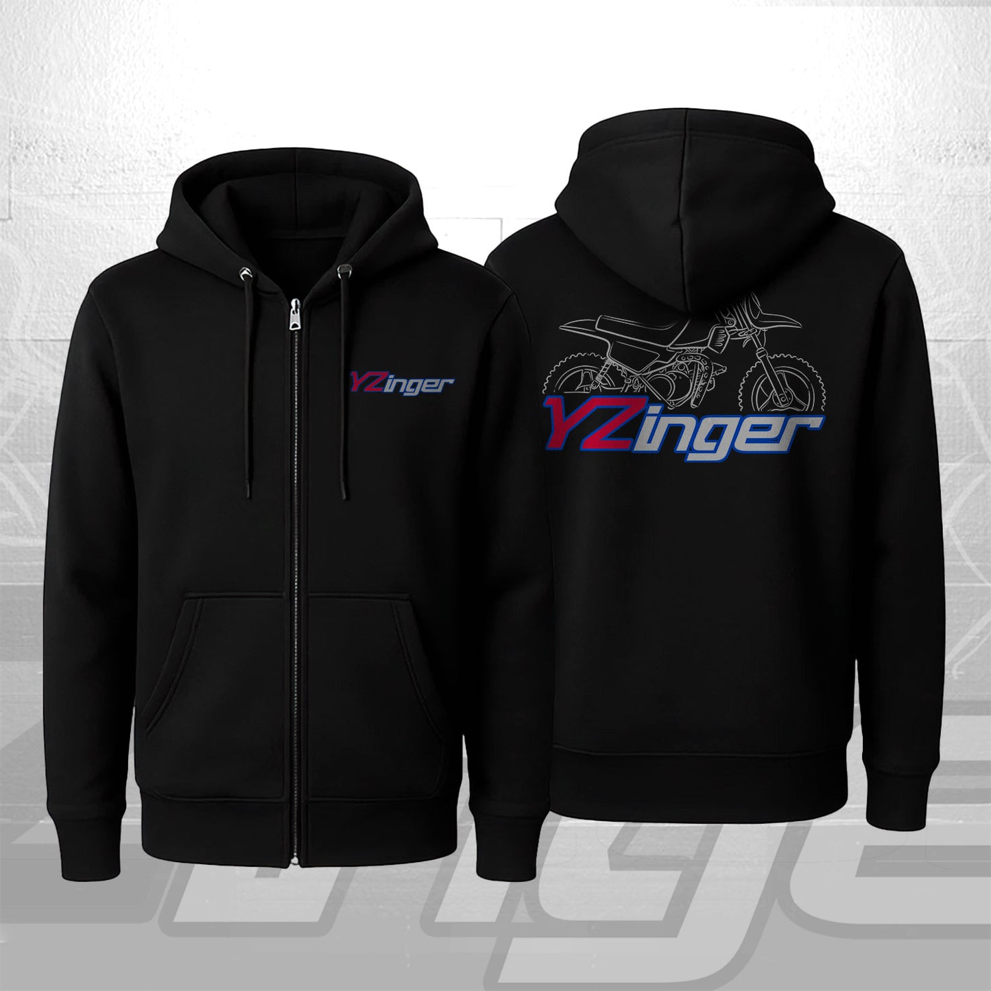 Yamaha YZinger 50 Inspired Zip Hoodie - Zip Up Motorcycle Sweatshirt for Riders