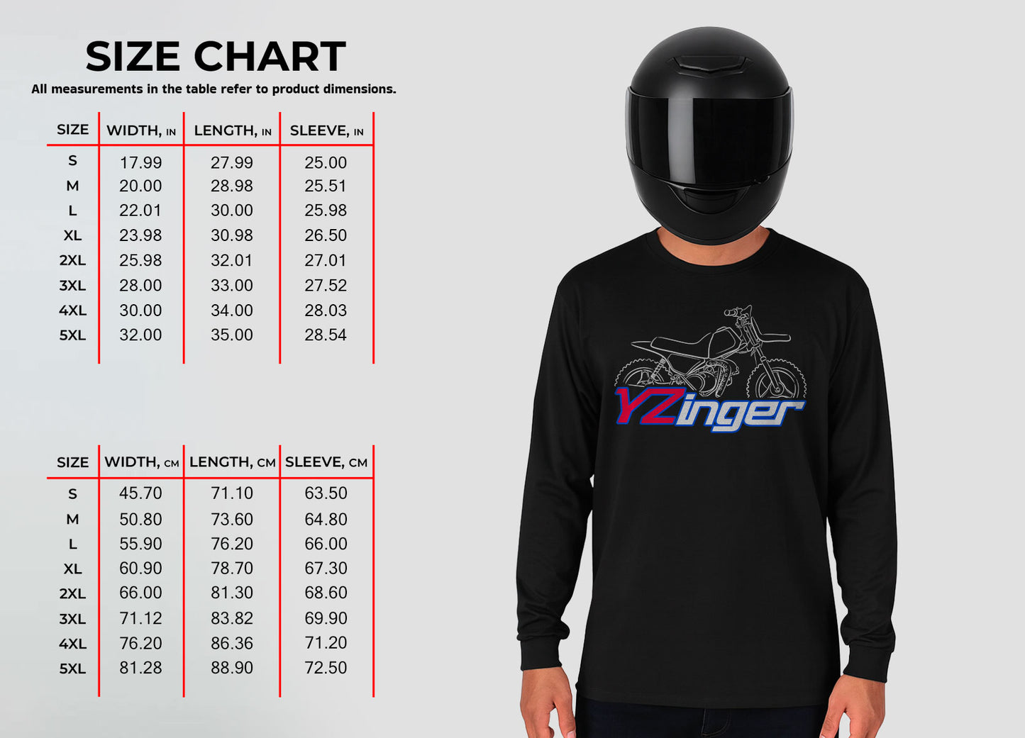 Yamaha YZinger 50 Inspired Long Sleeve T-Shirt - Long-Sleeve Motorcycle Tee Shirt for Riders
