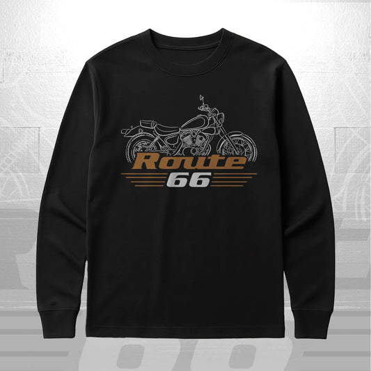 Yamaha XV250 Route 66 Inspired Long Sleeve T-Shirt - Long-Sleeve Motorcycle Tee Shirt for Riders