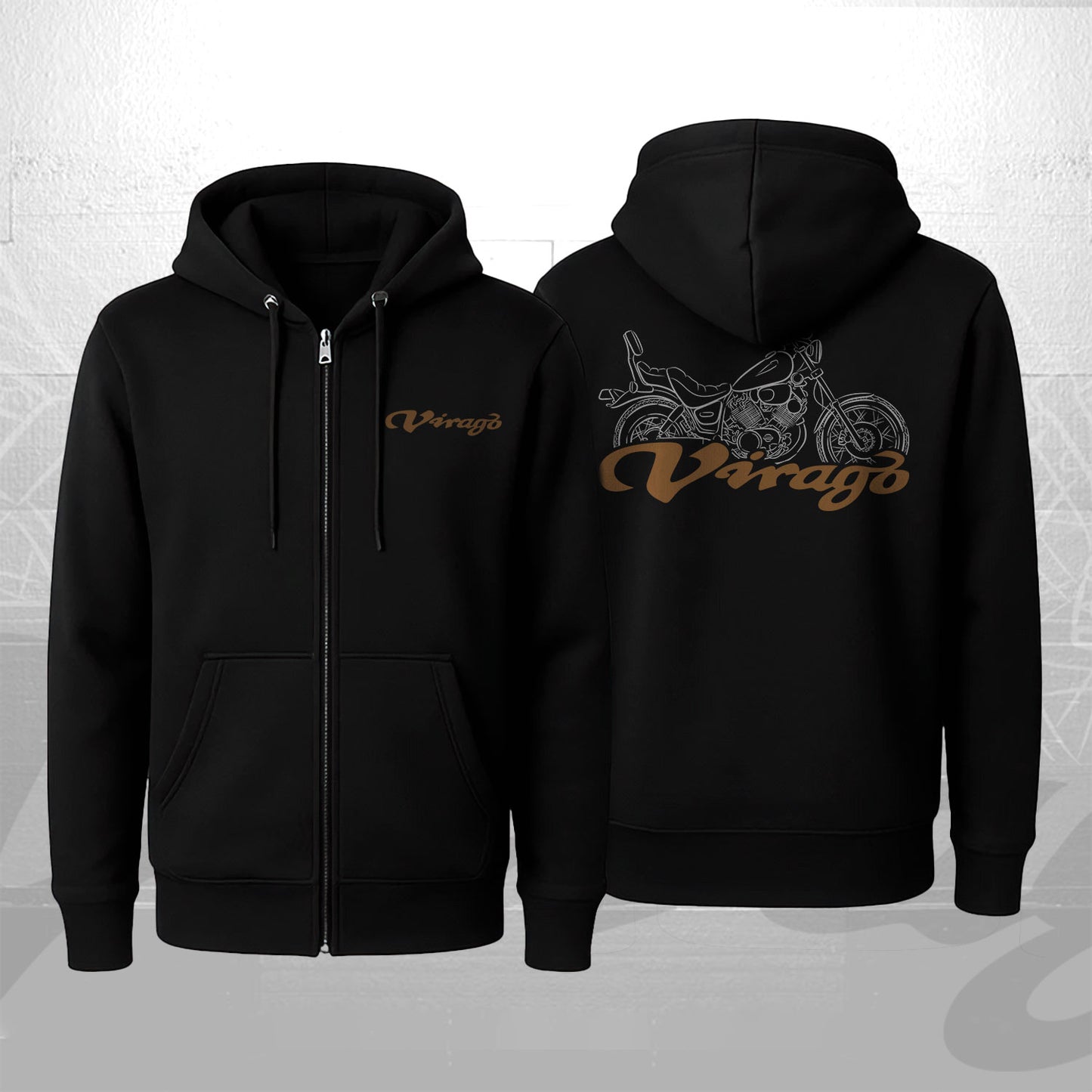 Yamaha XV1100 Virago Inspired Zip Hoodie - Zip Up Motorcycle Sweatshirt for Riders