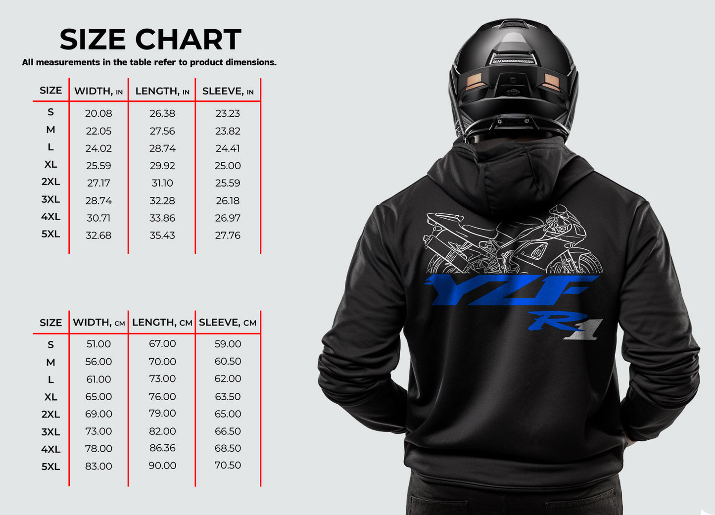 Yamaha YZF-R1 1998 - 2001 Inspired Hoodie - Motorcycle Sweatshirt for Riders