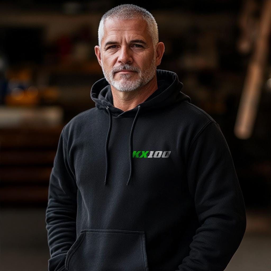 Kawasaki KX100 Inspired Hoodie - Motorcycle Sweatshirt for Riders