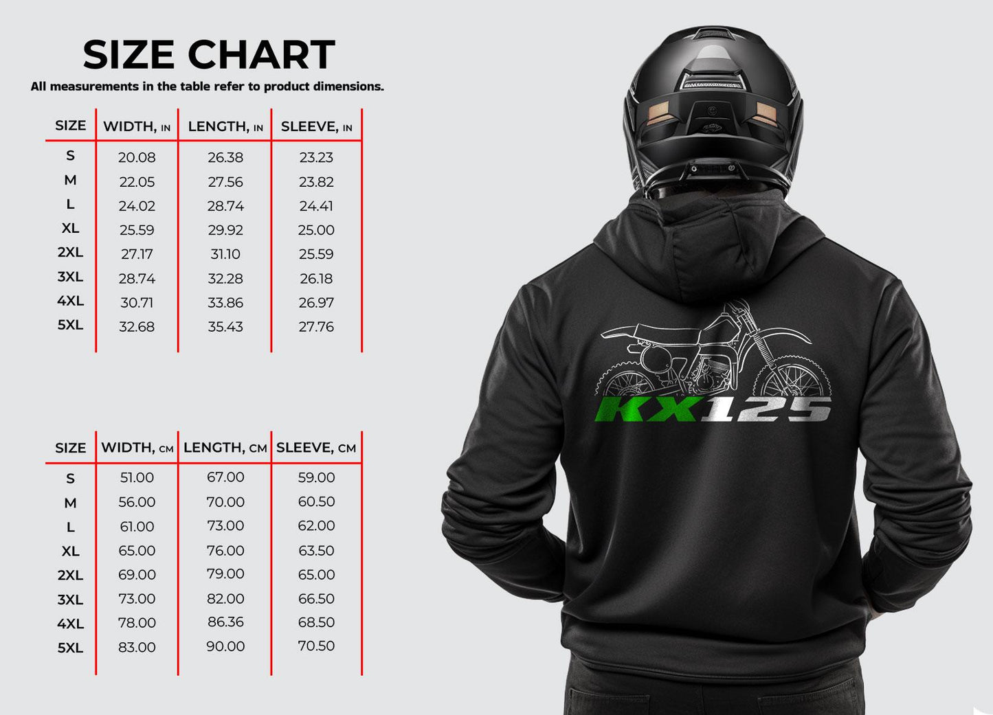Kawasaki KX125 1988 - 2008 Inspired Hoodie - Motorcycle Sweatshirt for Riders