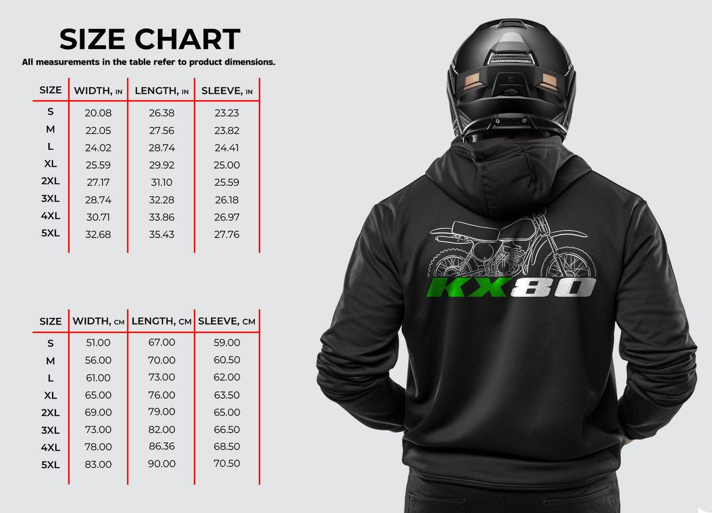 Kawasaki KX80 1979 - 1985 Inspired Hoodie - Motorcycle Sweatshirt for Riders