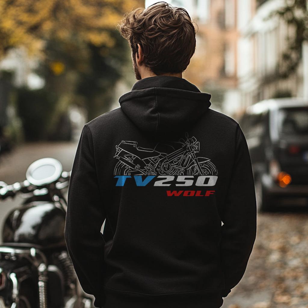 Suzuki TV250 Wolf Inspired Hoodie - Motorcycle Sweatshirt for Riders