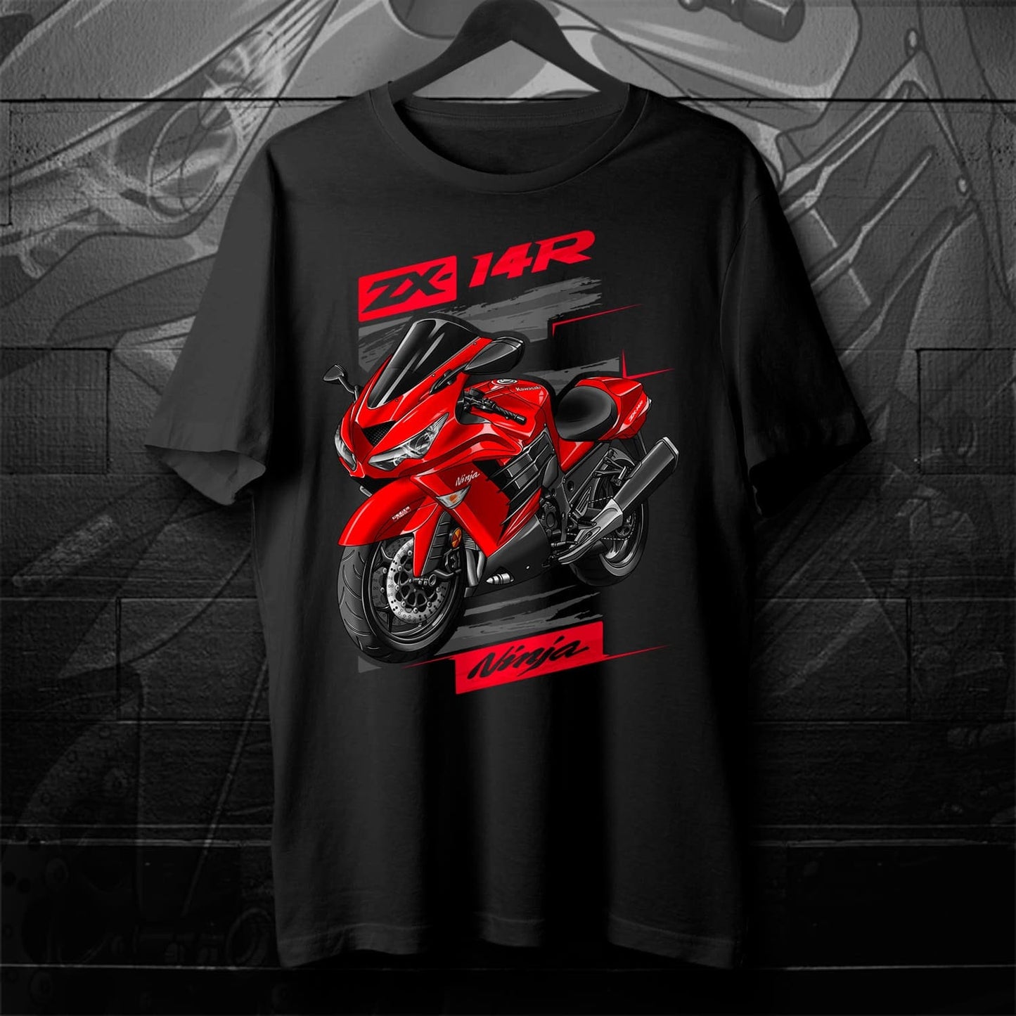 Kawasaki Ninja ZX-14R 2012-13 T-Shirt - Motorcycle Tee Shirt for Riders