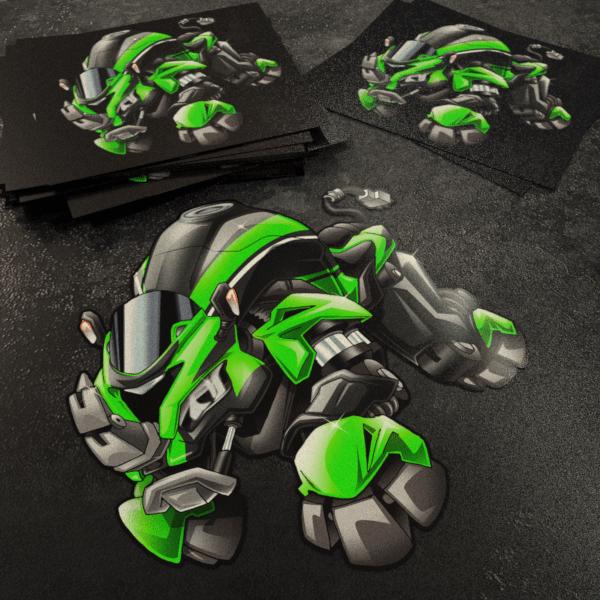 Kawasaki Ninja ZX-10R Inspired Stickers - Set of 3 Motorcycle Decals for Riders