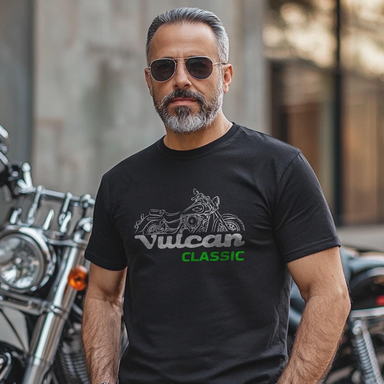 Kawasaki VN1500 Vulcan 1500 Classic 1996-2008 Inspired T-Shirt - Motorcycle Tee Shirt for Riders