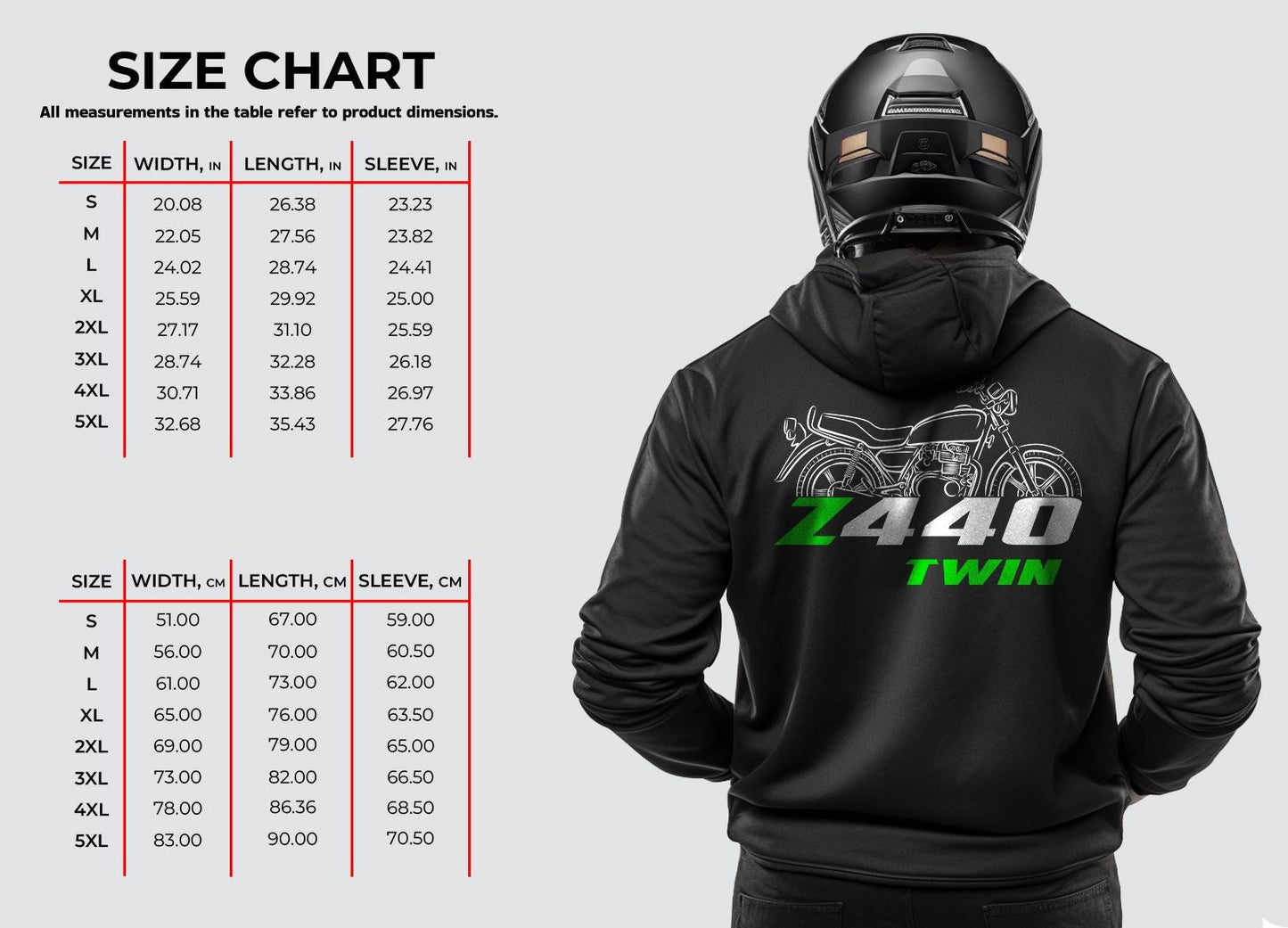 Kawasaki Z440 Twin Inspired Hoodie - Motorcycle Sweatshirt for Riders