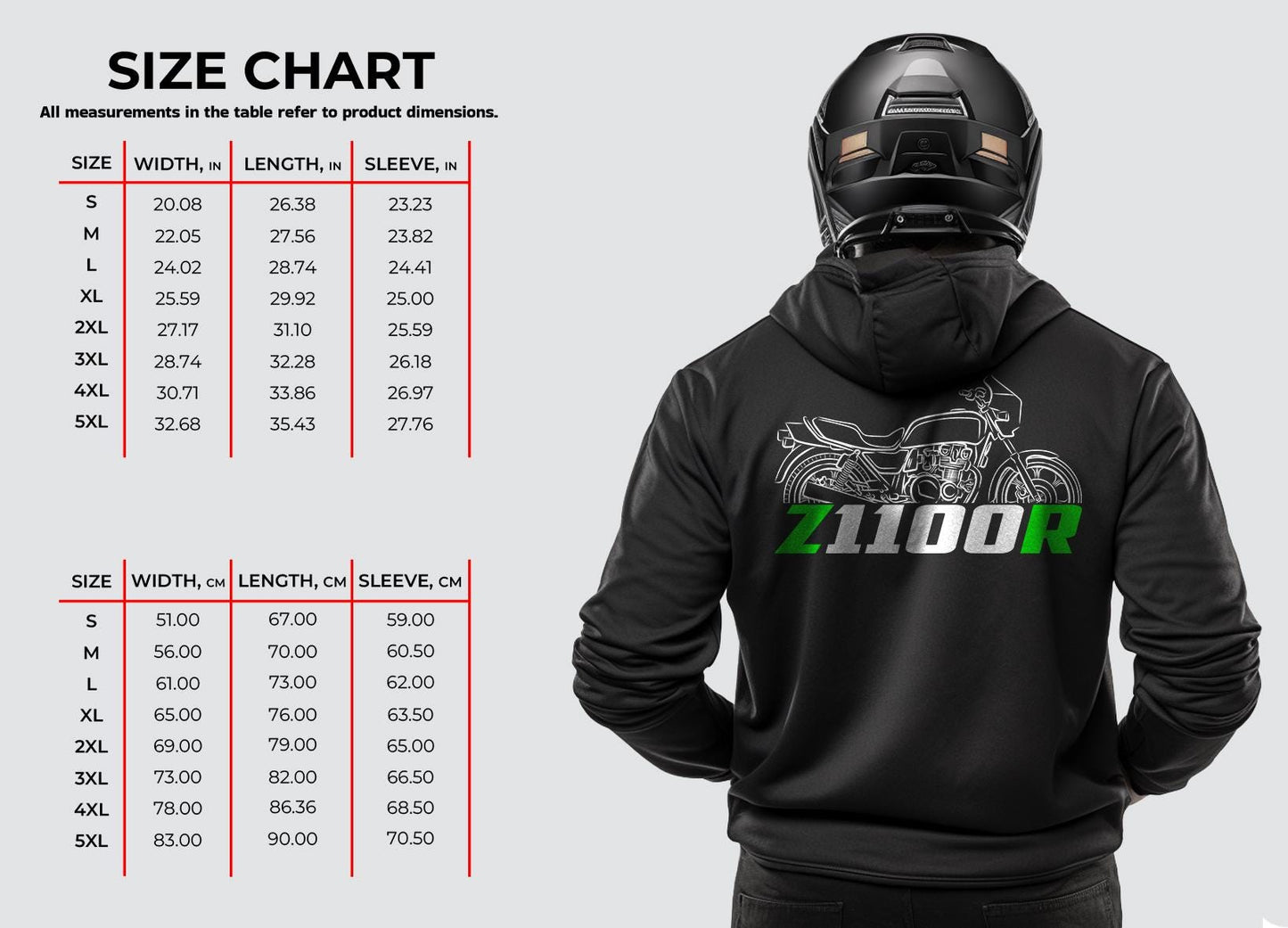 Kawasaki Z1100R & KZ1100R 1984 Inspired Hoodie - Motorcycle Sweatshirt for Riders