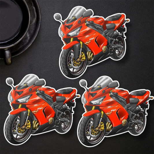 Kawasaki ZX-6R 2005-06 Inspired Stickers - Set of 3 Motorcycle Decals for Riders