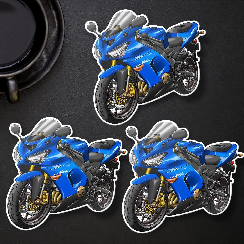 Kawasaki ZX-6R 2005-06 Inspired Stickers - Set of 3 Motorcycle Decals for Riders