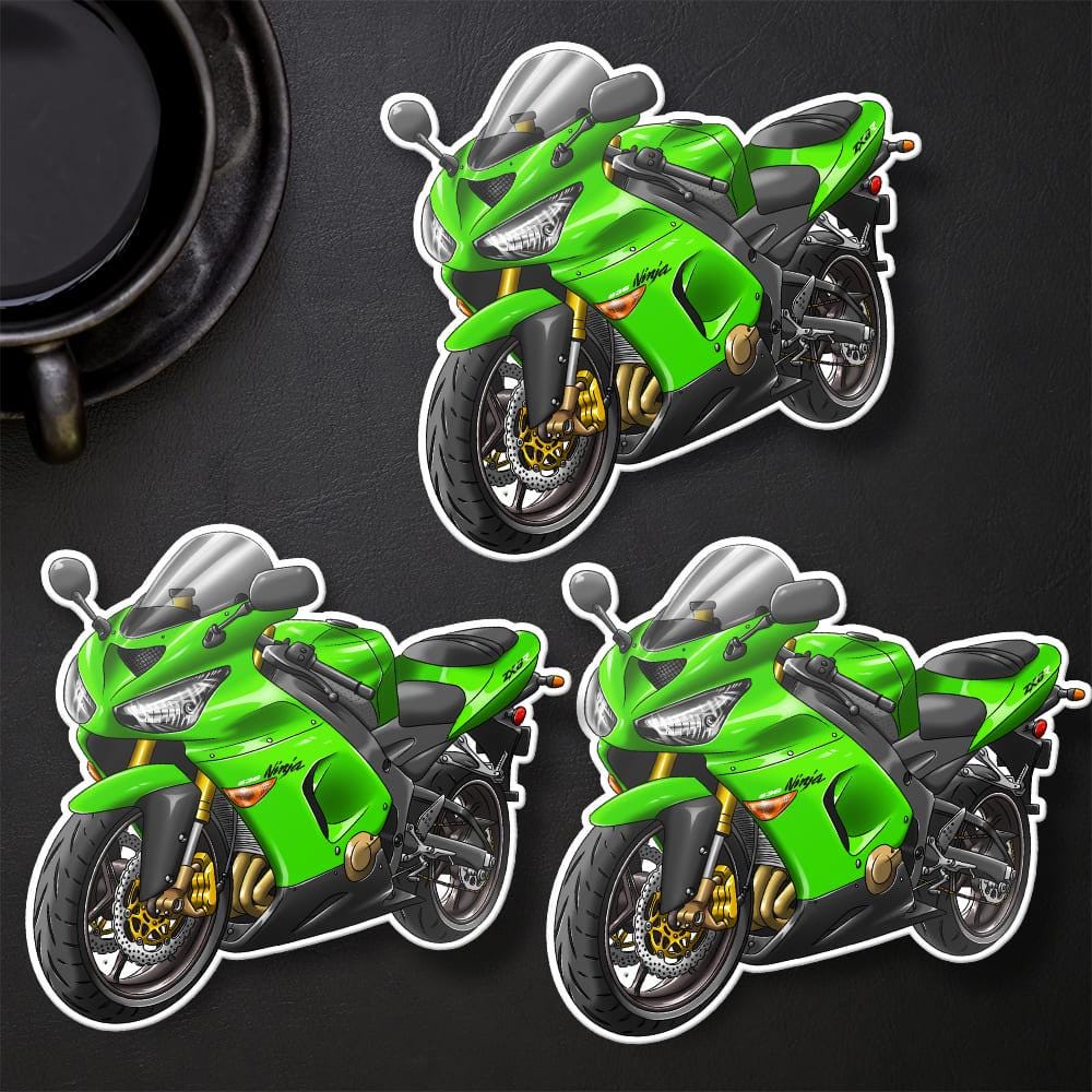 Kawasaki ZX-6R 2005-06 Inspired Stickers - Set of 3 Motorcycle Decals for Riders