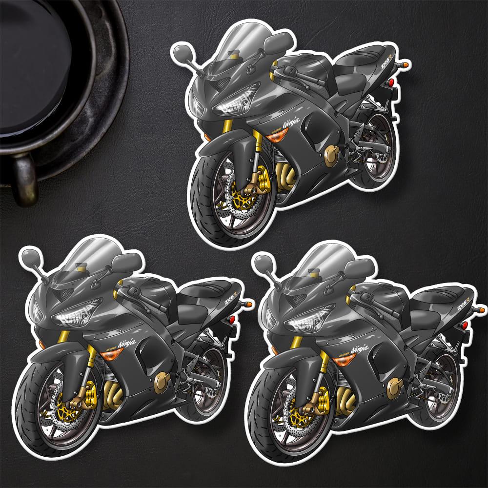 Kawasaki ZX-6R 2005-06 Inspired Stickers - Set of 3 Motorcycle Decals for Riders