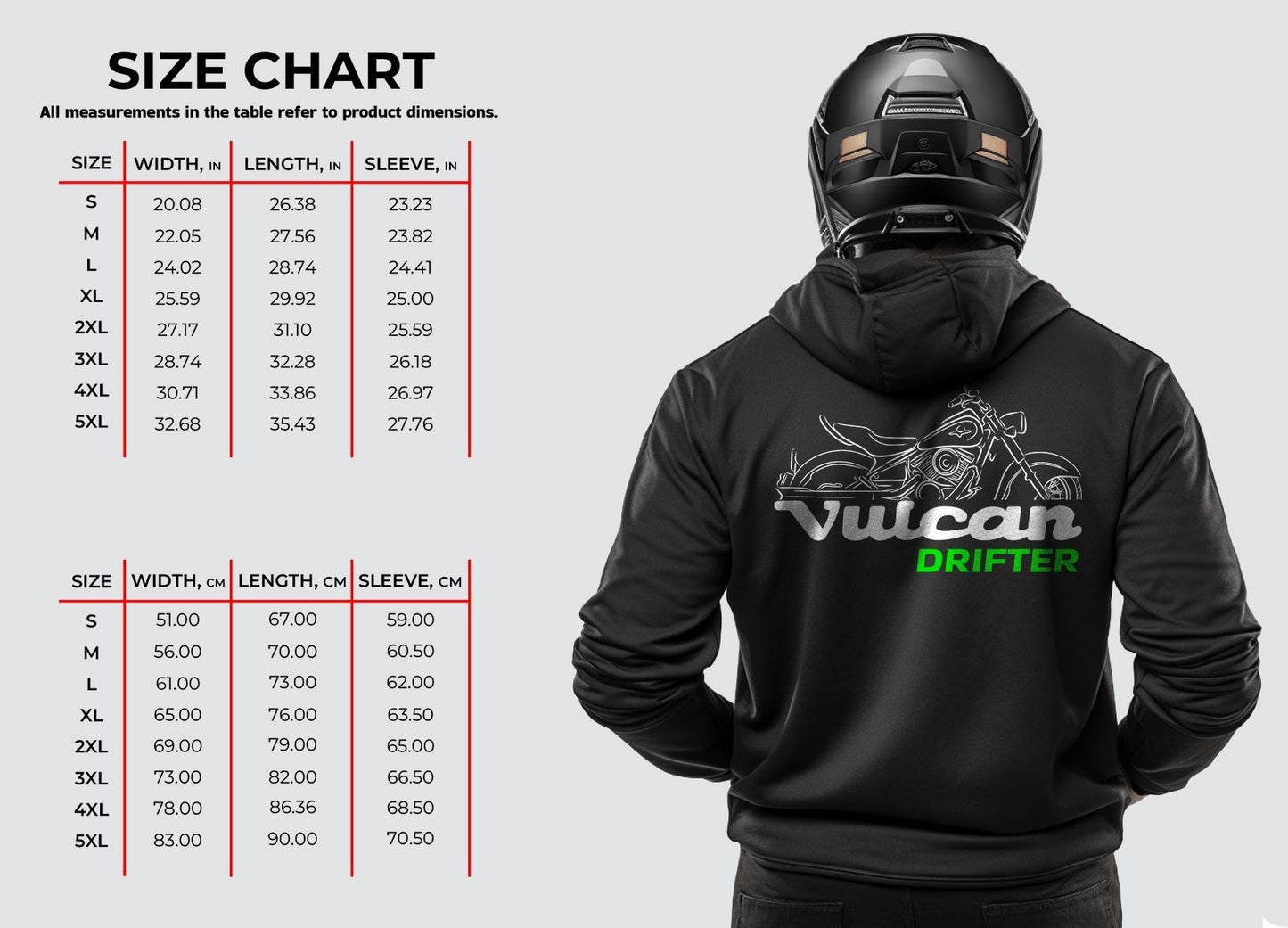 Kawasaki VN400 Vulcan Drifter Inspired Hoodie - Motorcycle Sweatshirt for Riders